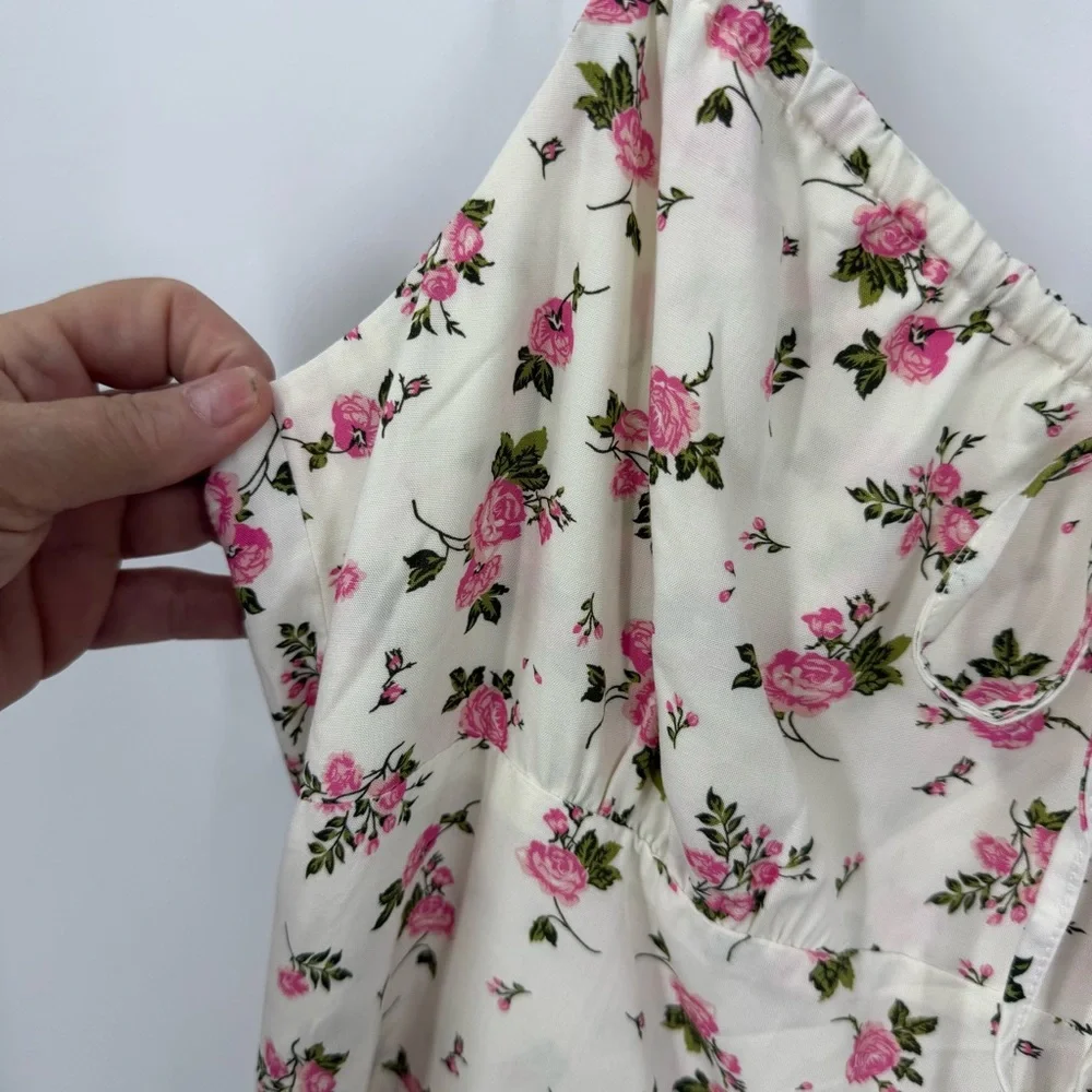 Spiritual Gangster NWT Pink and green floral rose Garden print mini dress XL - Picture 4 of 12